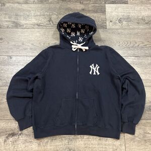 MLB Soft As A Grape New York Yankees Full Zip Logo Hoodie Blue - Women’s Size 2